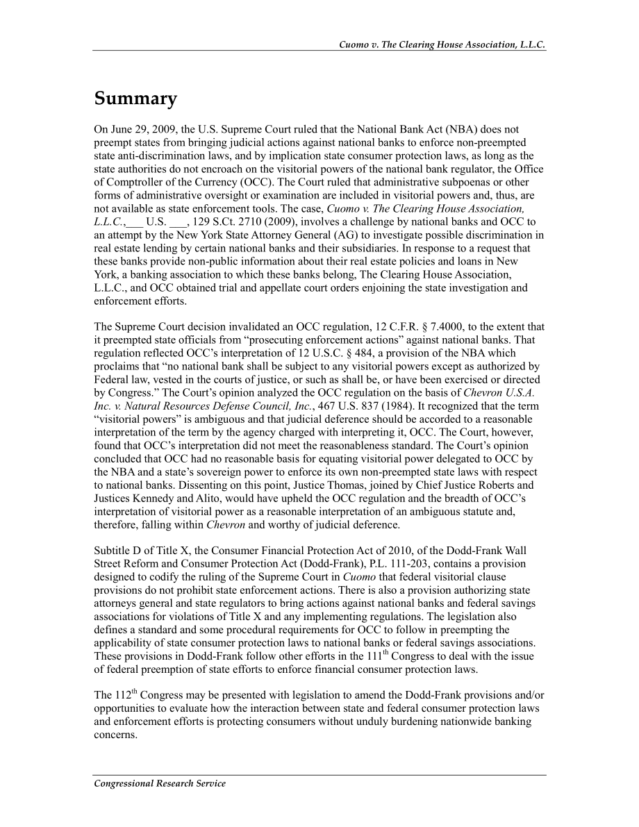 [20110111]R40595_库莫诉清算所协会L.L.C.：国民银行受到州法律的约束以执行非优先的州法律.pdf_第2页