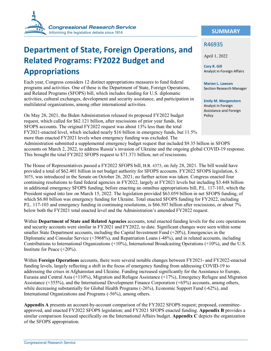 [20220401]R46935_国务院、外国业务和相关计划：2022财年预算和拨款.pdf_第2页