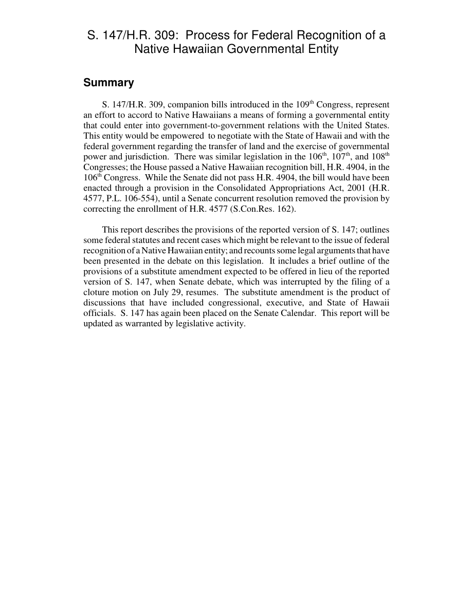 [20051011]RL33101_S、 147小时.309 夏威夷土著政府实体的联邦承认程序.pdf_第2页