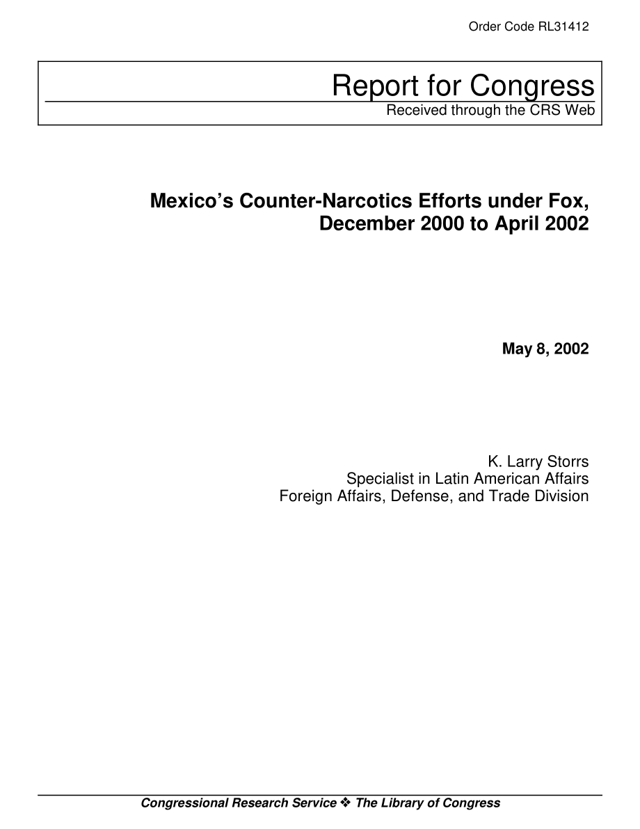 [20020508]RL31412_2000年12月至2002年4月墨西哥在福克斯领导下的禁毒努力.pdf_第1页