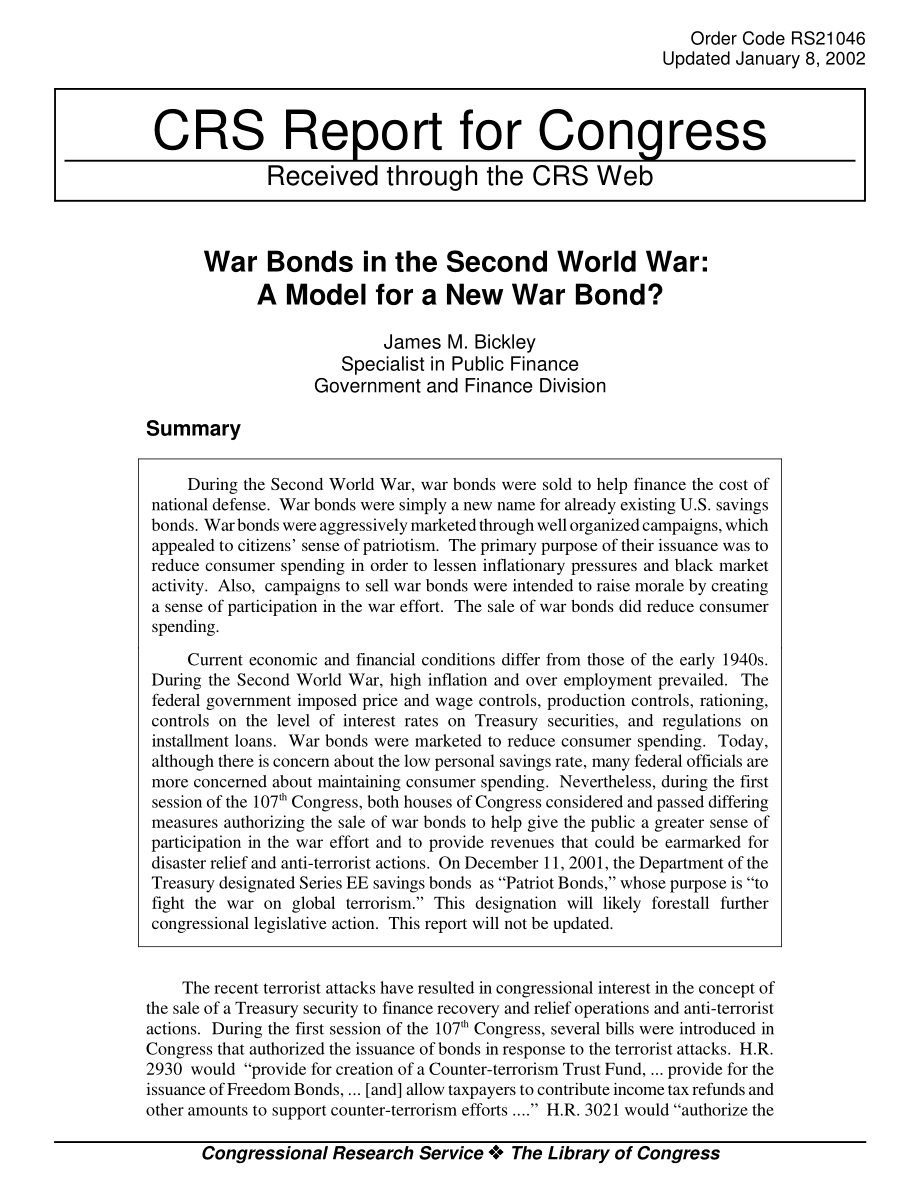 [20020108]RS21046_第二次世界大战中的战争债券：新战争债券的模型？.pdf_第1页