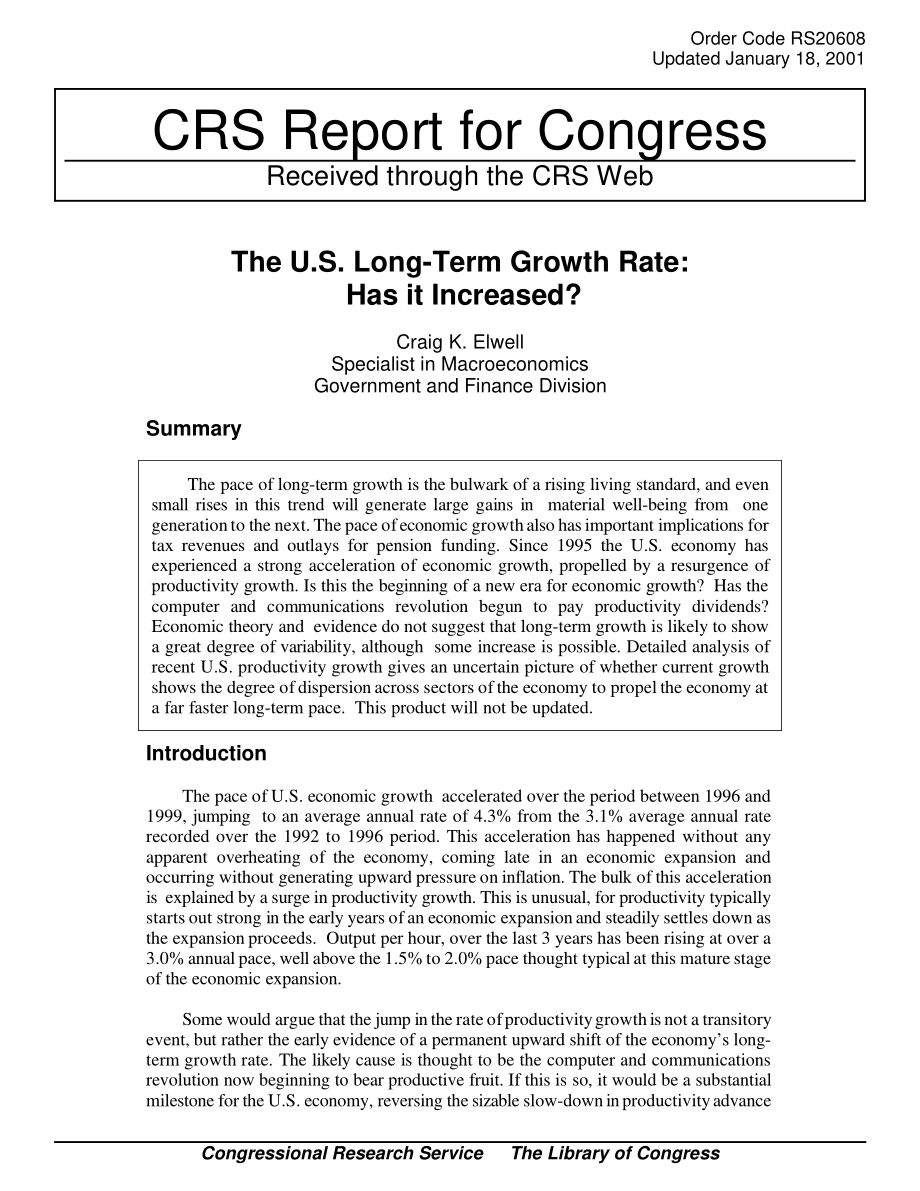 [20010118]RS20608_美国长期增长率：它增加了吗？.pdf_第1页