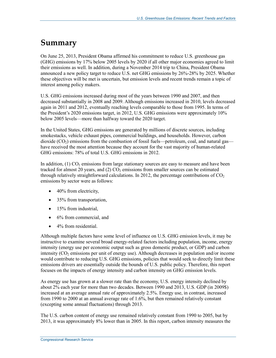 [20141124]R43795_美国温室气体排放：近期趋势和因素.pdf_第2页