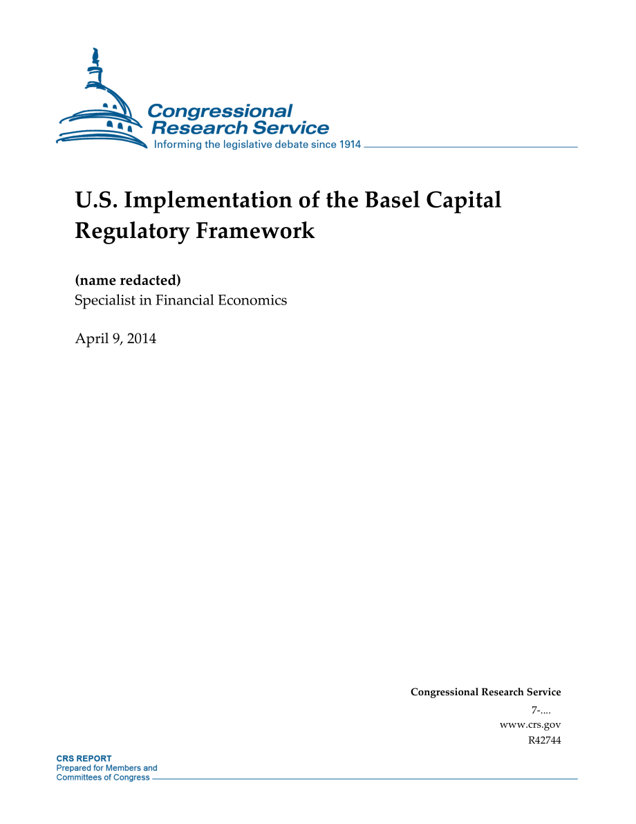 [20140409]R42744_美国巴塞尔资本监管框架的实施.pdf_第1页