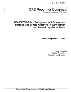 [20050915]RL33027_美国爱国者法案：众议院和参议院批准的再授权及相关立法行动的背景和比较.pdf