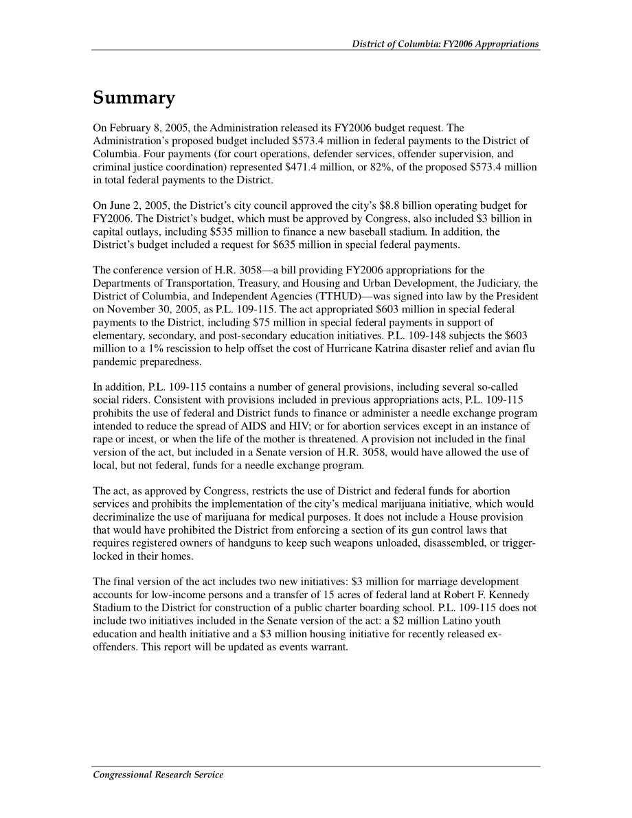 [20060425]RL32994_哥伦比亚特区：2006财年拨款.pdf_第2页