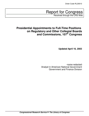 [20030416]RL30910_第107届国会对监管和其他合议委员会全职职位的总统任命.pdf