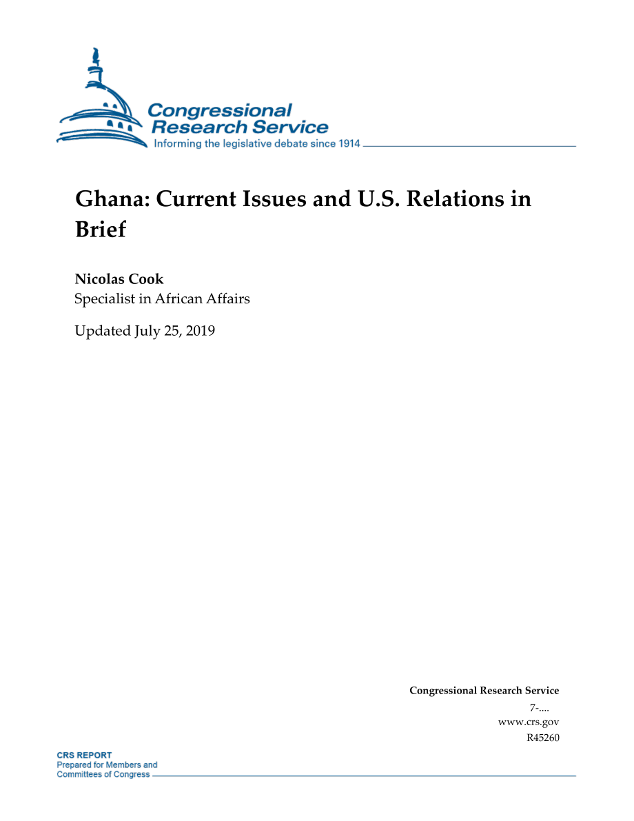 [20190725]R45260_加纳：当前问题和美国关系简介.pdf_第1页