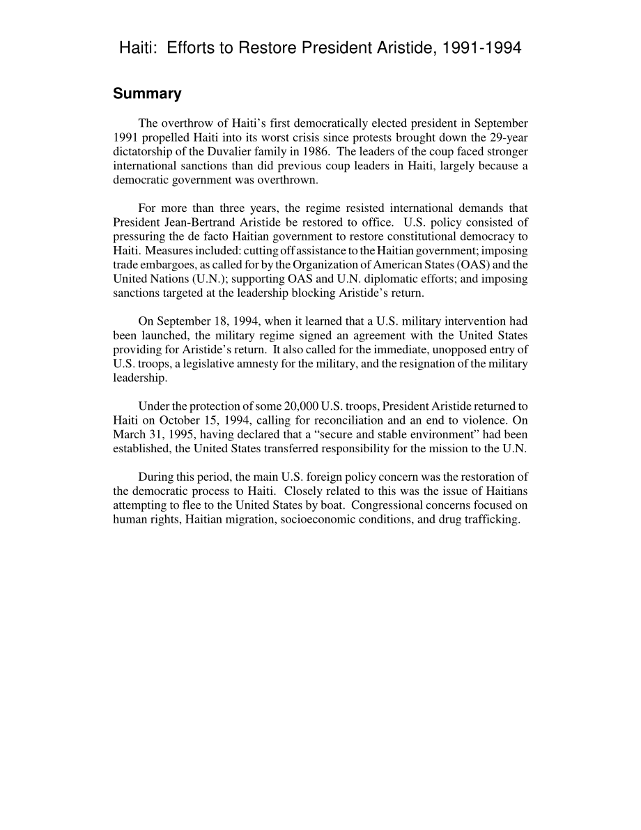 [19950511]95-602_海地：1991-1994年恢复阿里斯蒂德总统的努力.pdf_第2页