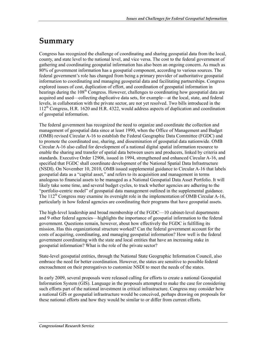 [20120427]R41826_联邦地理空间信息的问题和挑战.pdf_第2页