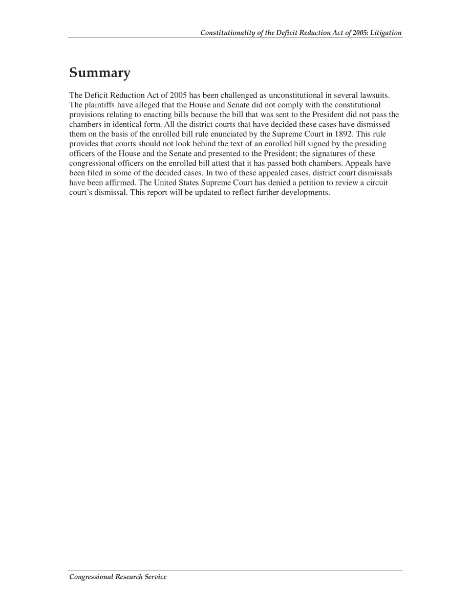 [20071213]RS22507_2005年《赤字削减法》的合宪性：诉讼.pdf_第2页