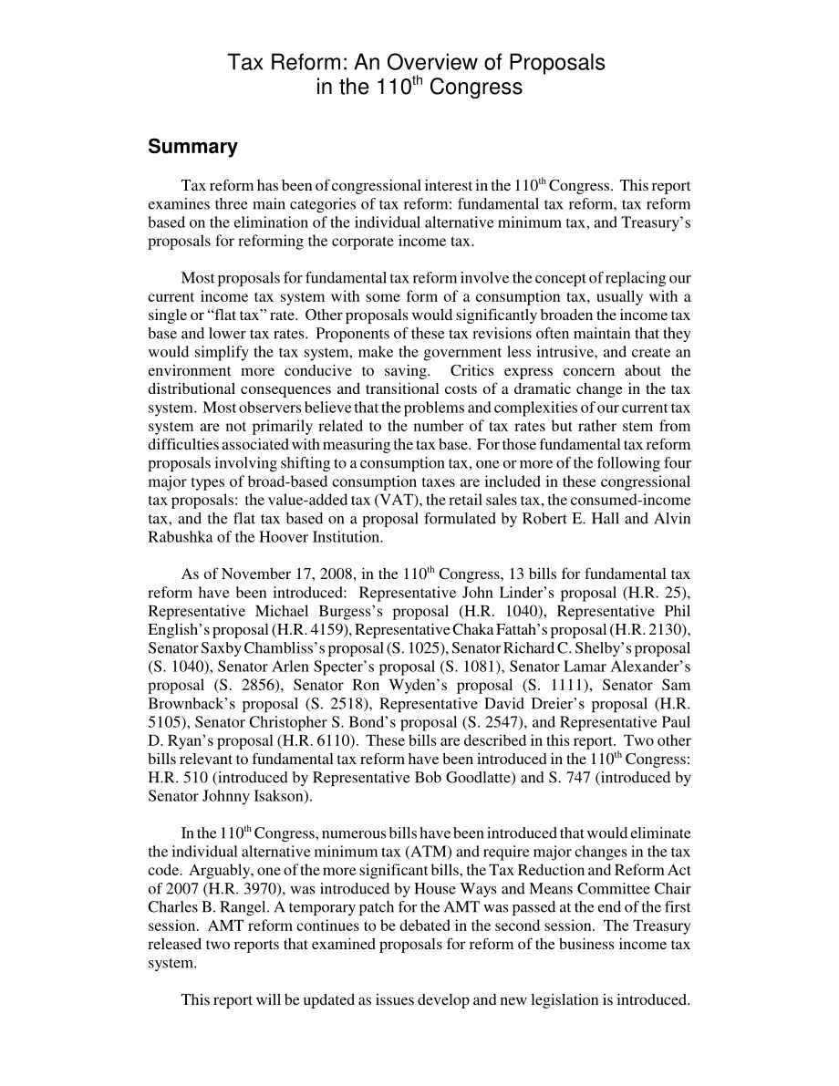 [20081117]RL34343_税收改革：第110届国会提案概述.pdf_第2页