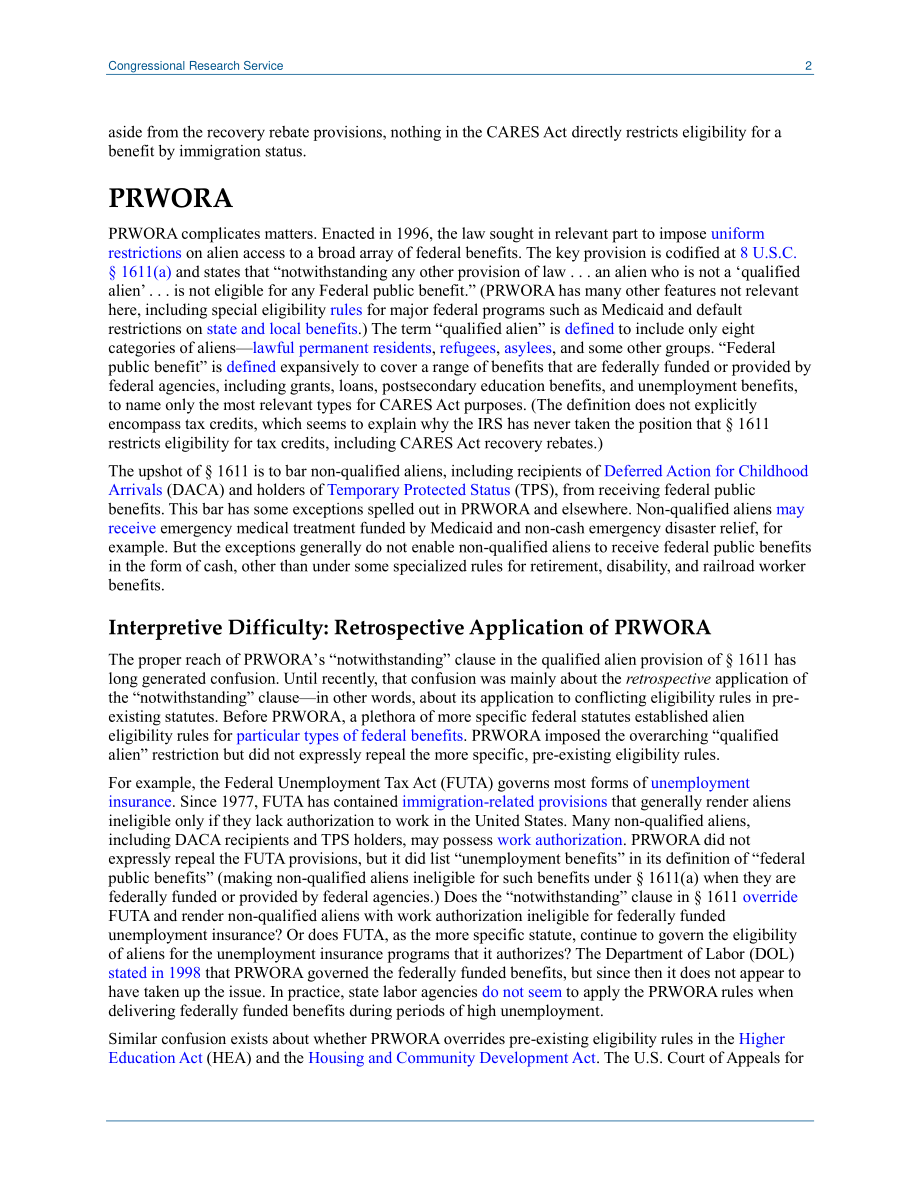 [20200727]LSB10526_PRWORA和关怀法案：“尽管”条款的潜在效力是什么？.pdf_第2页