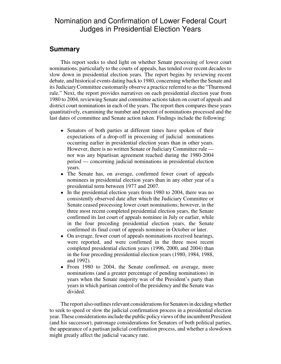 [20080813]RL34615_在总统选举年提名和确认下级联邦法院法官.pdf_第2页