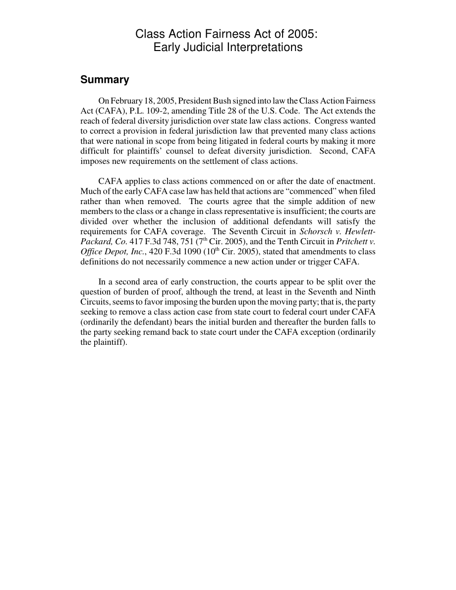 [20060703]RL33507_2005年《集体诉讼公平法》：早期司法解释.pdf_第2页