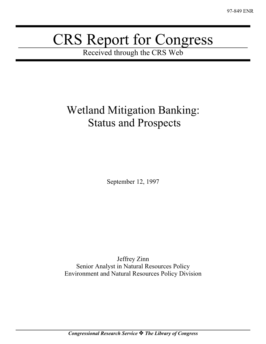 [19970912]97-849_湿地缓解银行：现状和前景.pdf_第1页