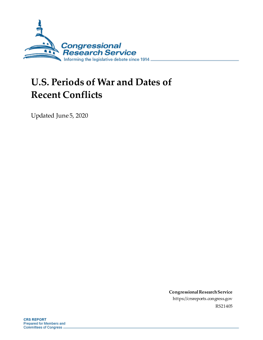 [20200605]RS21405_美国的战争时期和最近冲突的日期.pdf_第1页