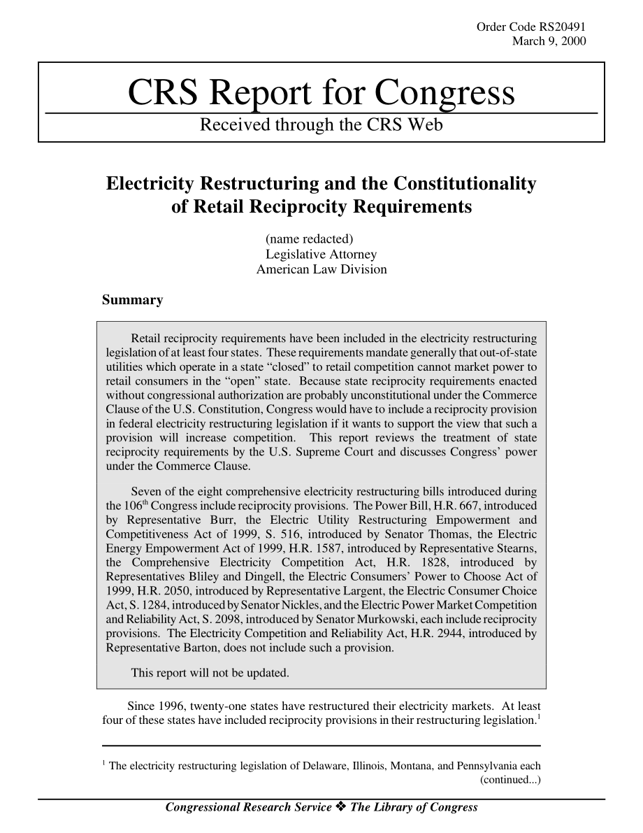 [20000309]RS20491_电力重组和零售互惠要求的合宪性.pdf_第1页
