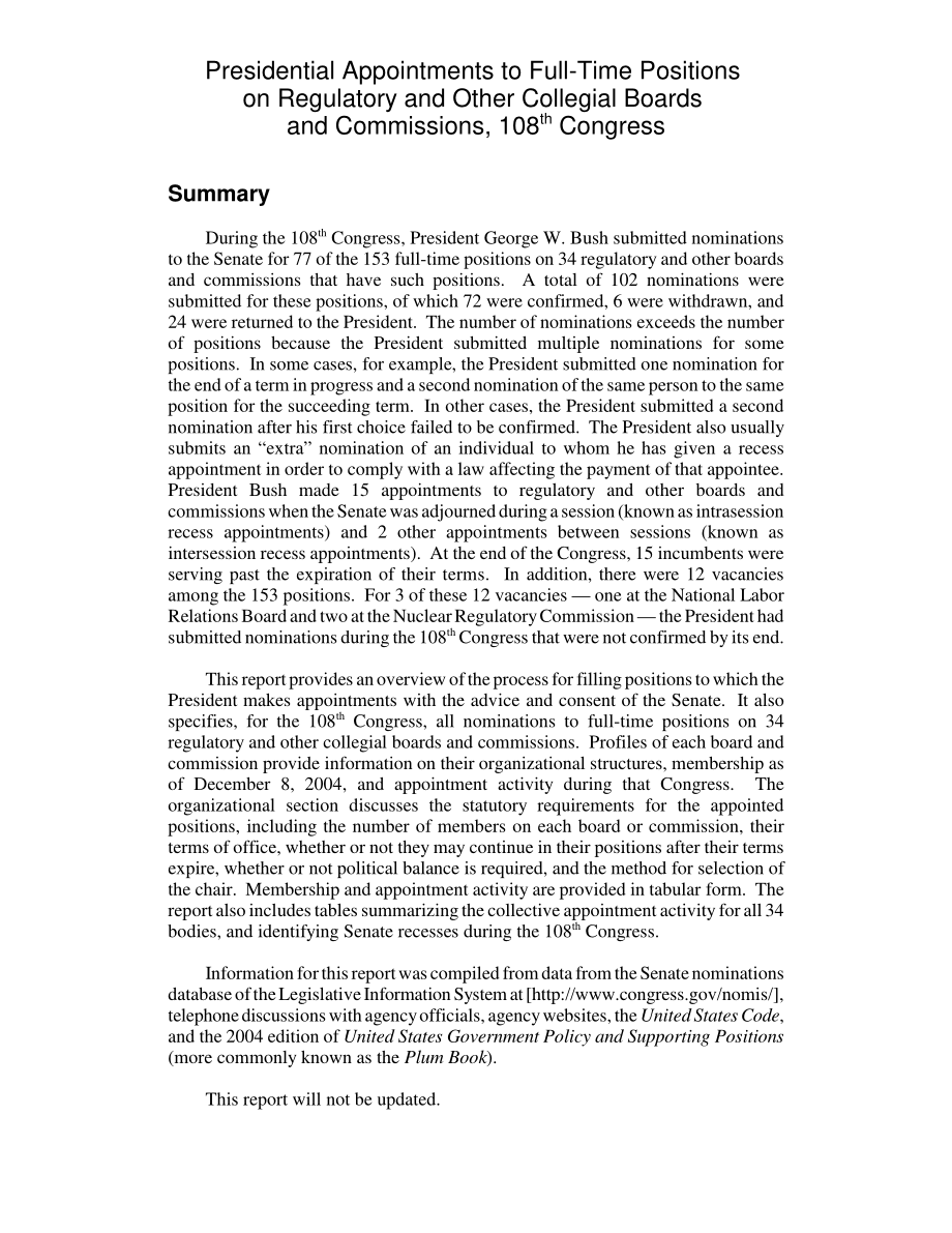 [20050126]RL32742_第108届国会对监管和其他合议委员会全职职位的总统任命.pdf_第2页