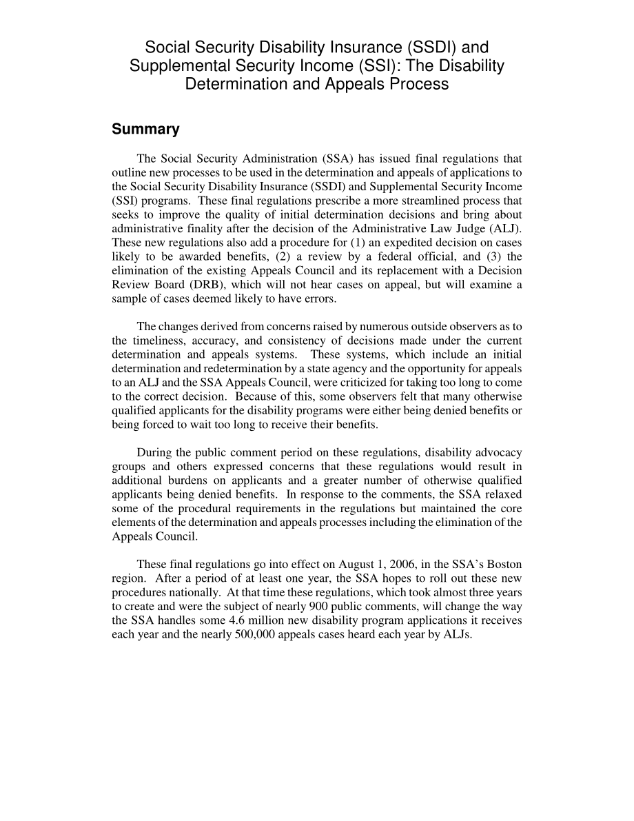 [20060419]RL33374_社会保障残疾保险（SSDI）和补充保障收入（SSI）：残疾判定和上诉程序.pdf_第2页