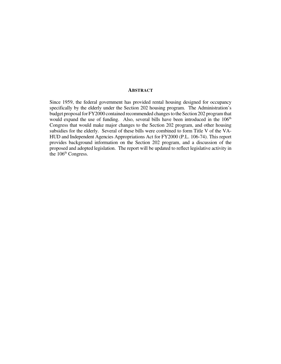 [19991208]RL30247_Housing for the Elderly 第106届国会的立法.pdf_第2页