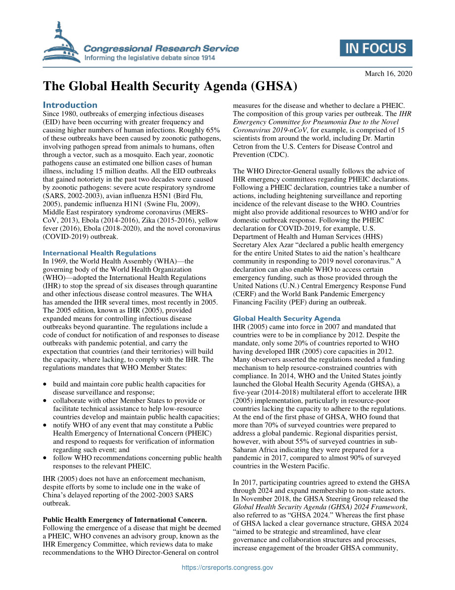 [20200316]IF11461_全球健康安全议程（GHSA）：2020-2024.pdf_第1页