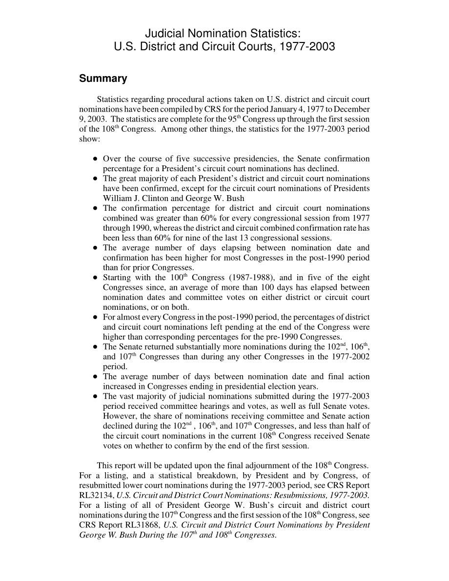 [20040223]RL31635_司法提名统计：1977-2003年美国地区法院和巡回法院.pdf_第2页