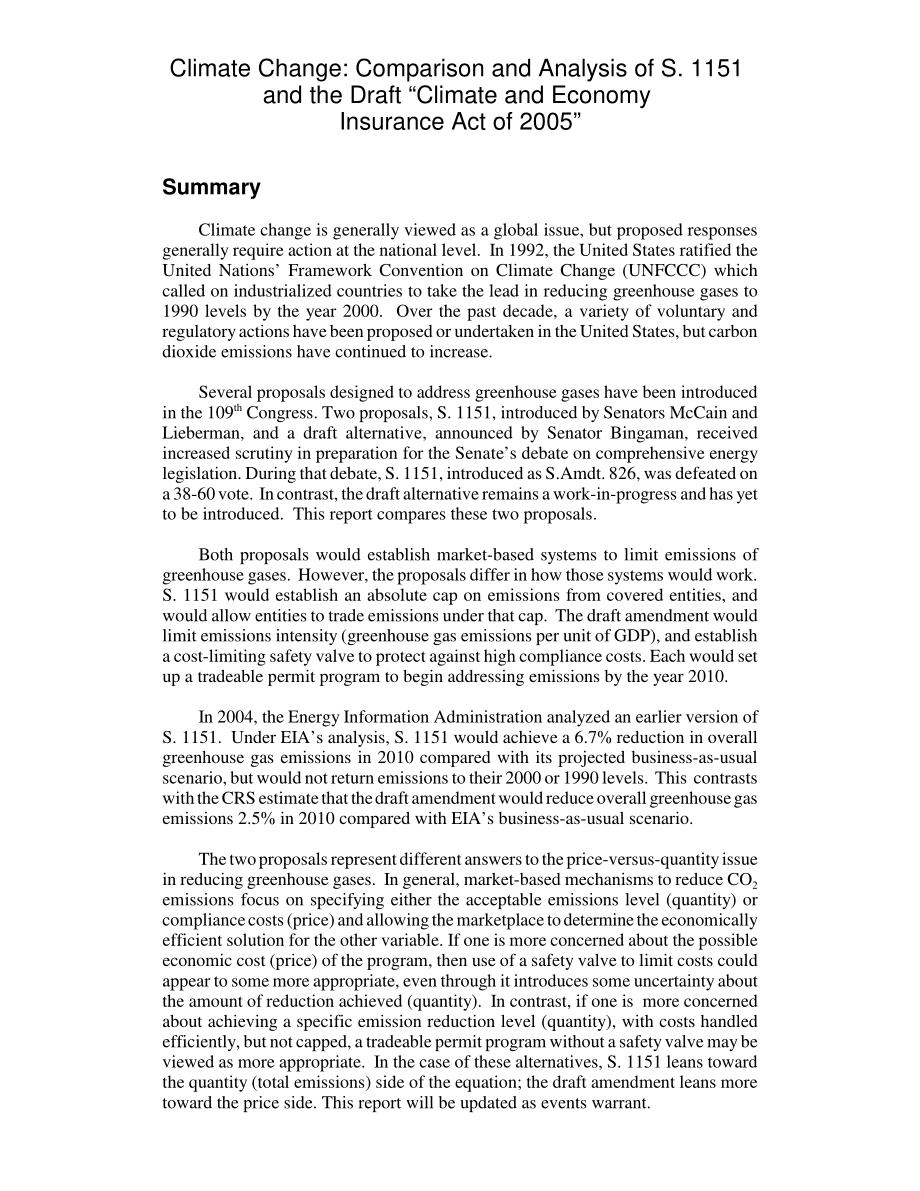 [20050718]RL32953_气候变化：S.1151与《2005年气候与经济保险法》草案的比较与分析.pdf_第2页