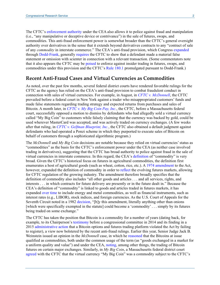 [20181206]LSB10227_CFTC和虚拟货币：新的法院裁决及其对国会的影响.pdf_第2页