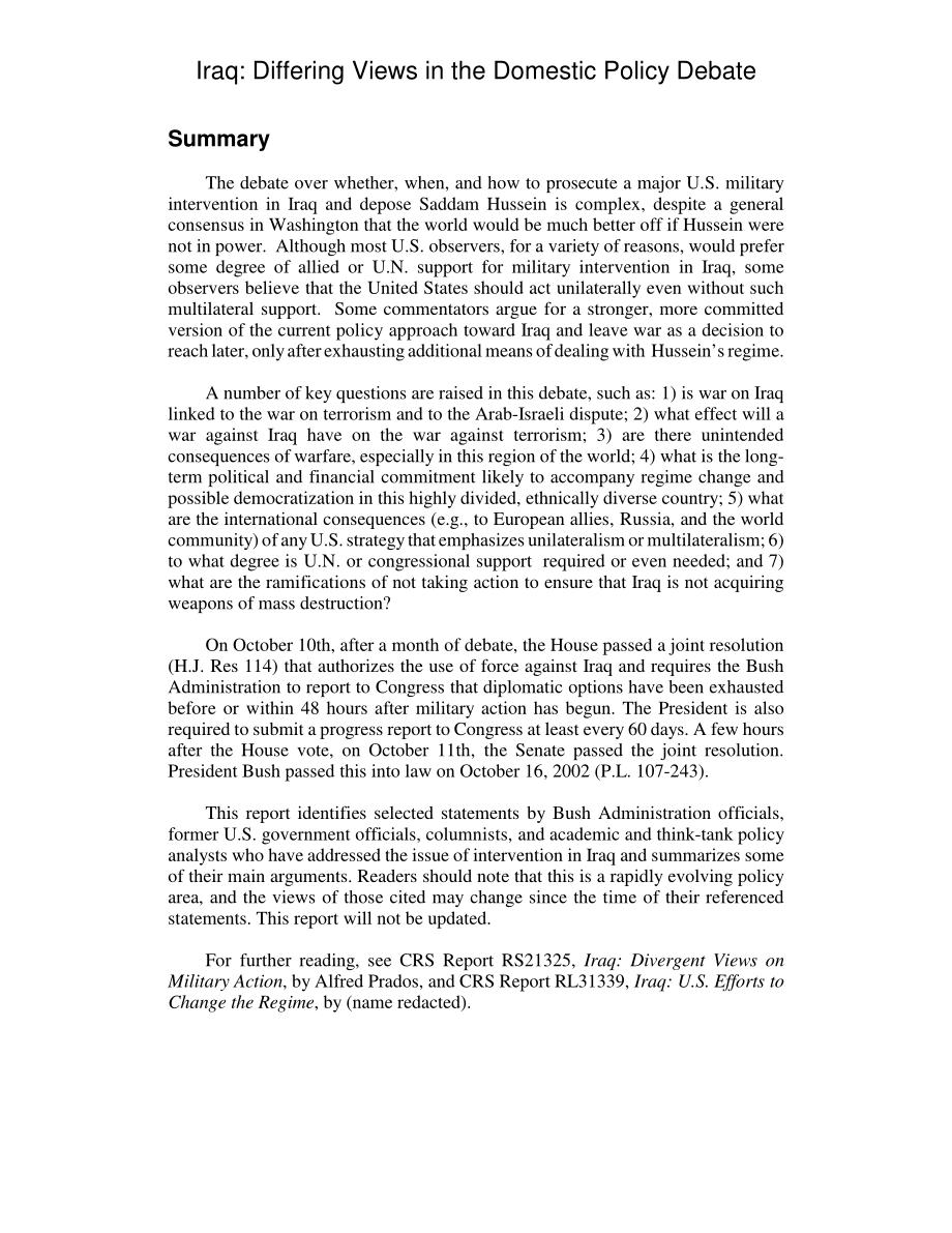 [20021016]RL31607_伊拉克：国内政策辩论中的不同观点.pdf_第2页
