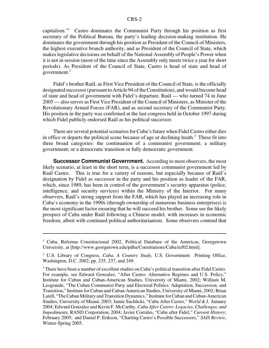 [20050823]RS22228_菲德尔·卡斯特罗之后的古巴：美国政策问题.pdf_第2页