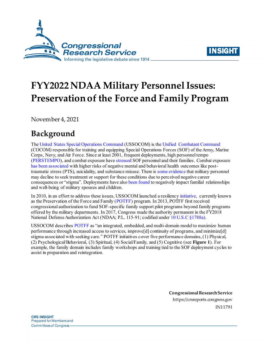 [20211104]IN11791_2022财年NDAA：保护部队和家庭计划.pdf_第1页