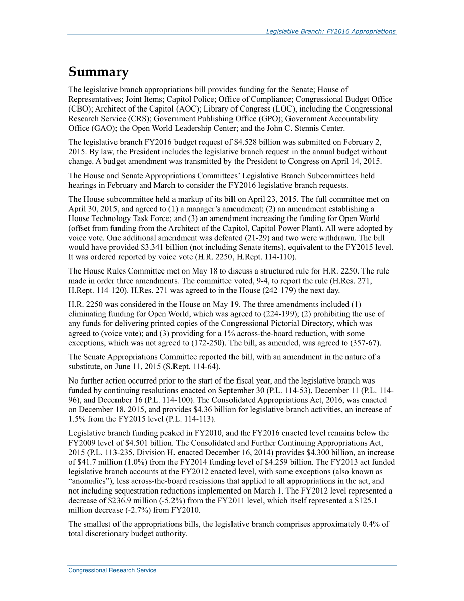 [20160201]R44029_立法部门：2016财年拨款.pdf_第2页