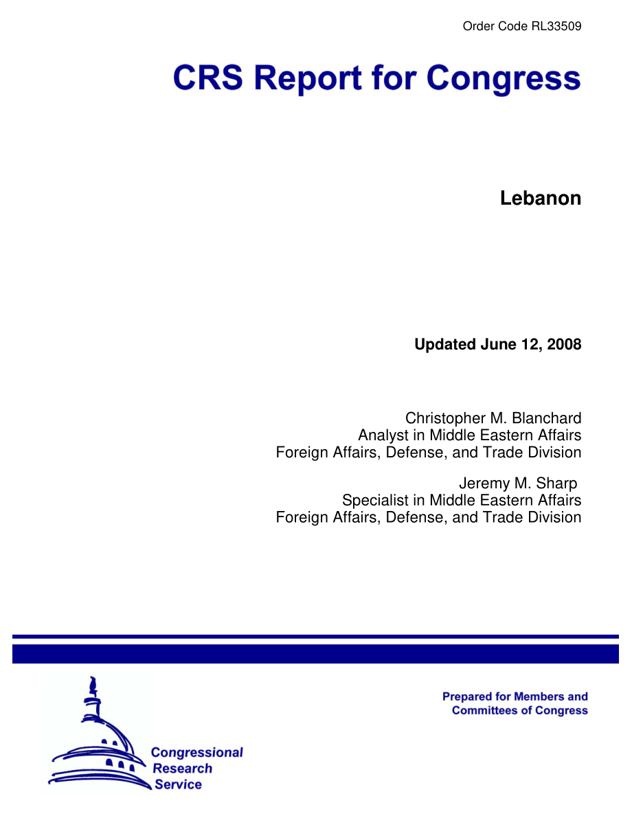 [20080612]RL33509_黎巴嫩.pdf_第1页