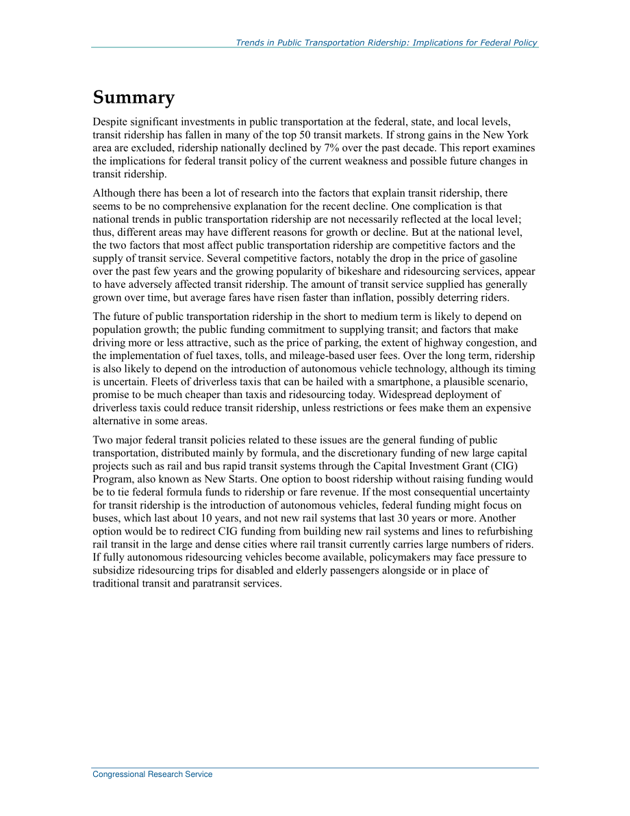 [20180326]R45144_公共交通客流趋势：对联邦政策的影响.pdf_第2页