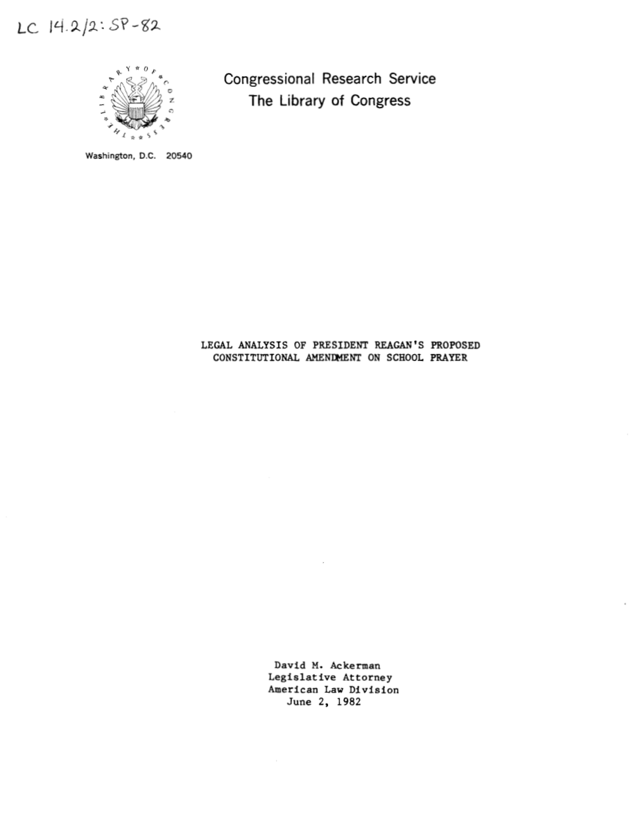 [19820602]SP-82_里根总统学校祈祷修宪案的法律分析.pdf_第1页