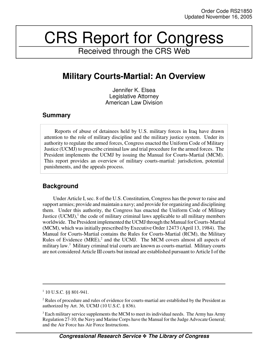 [20051116]RS21850_军事法庭：概述.pdf_第1页