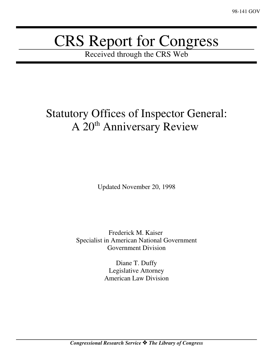 [19981120]98-141_监察长法定办公室：20周年回顾.pdf_第1页