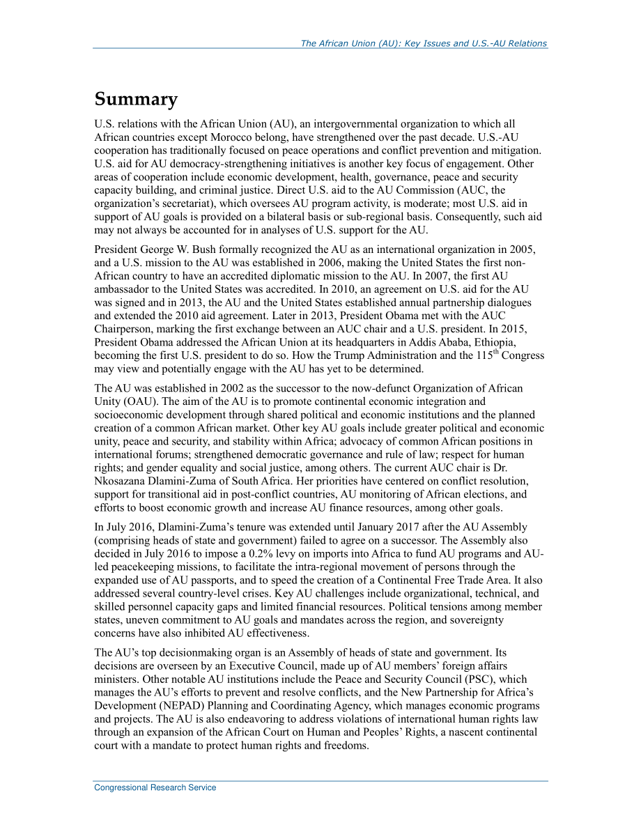 [20161216]R44713_ 非洲联盟（非盟）：关键问题和美非关系.pdf_第2页