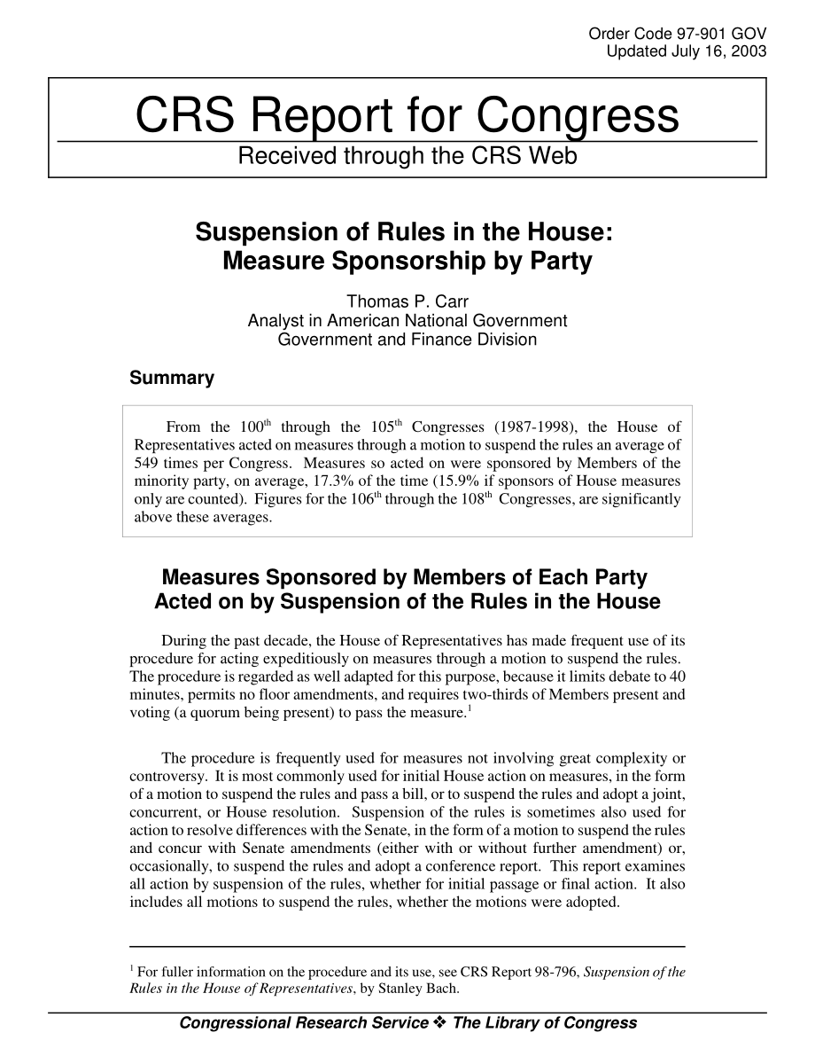 [20030716]97-901GOV_众议院暂停规则：按政党衡量赞助.pdf_第1页