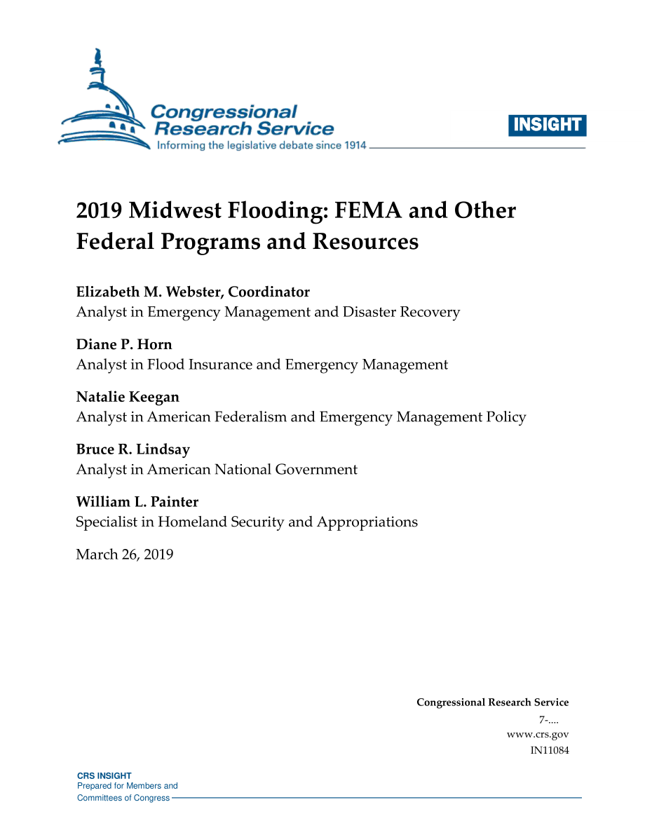 [20190326]IN11084_2019年中西部洪水：FEMA和其他联邦计划和资源.pdf_第1页