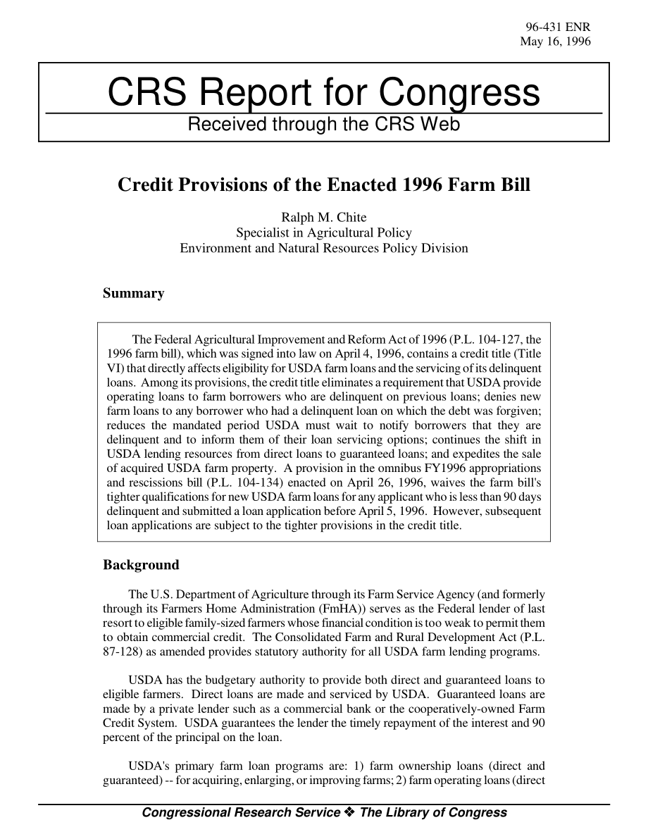 [19960516]96-431_已颁布的1996年农业法案的信贷规定.pdf_第1页