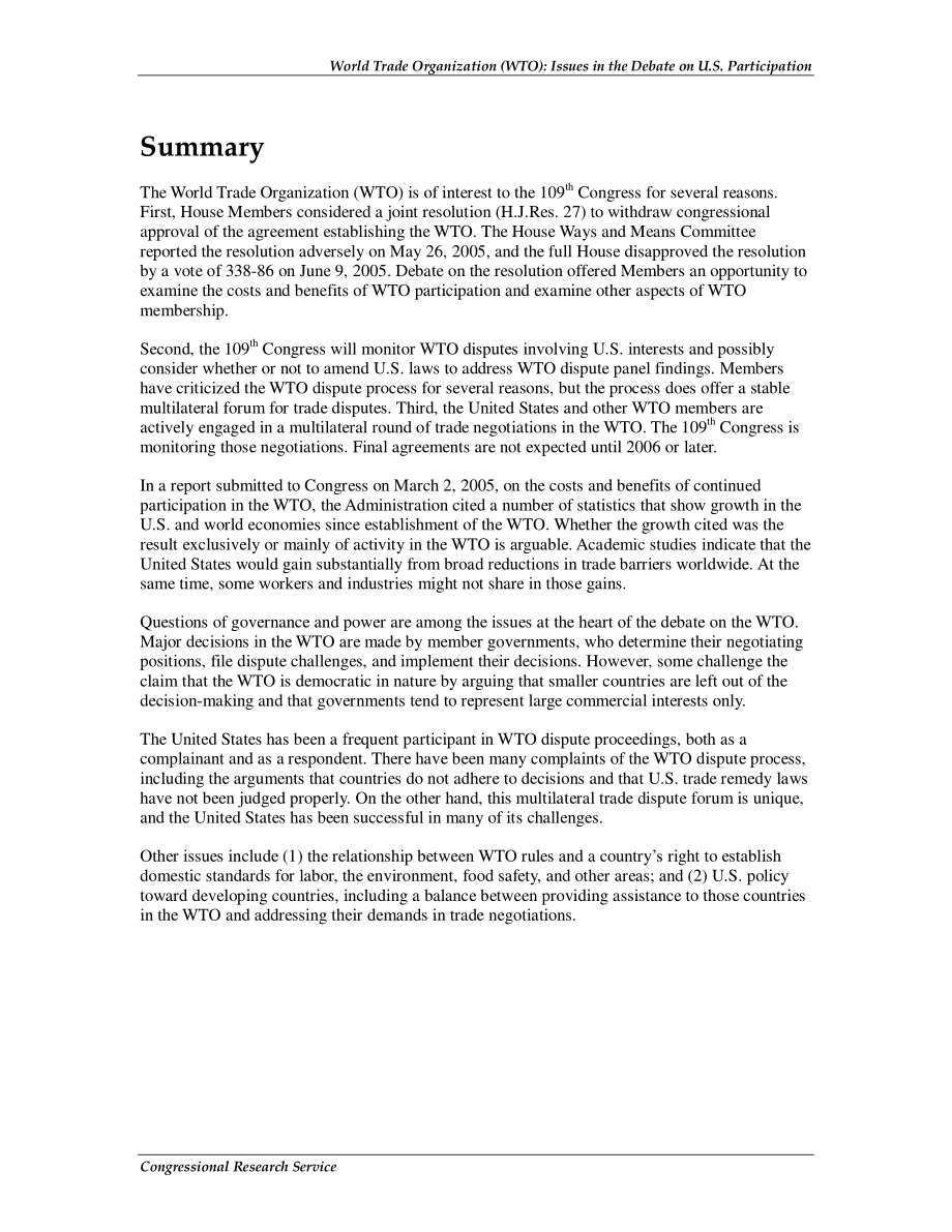 [20050609]RL32918_世界贸易组织（WTO）：美国参与辩论中的问题.pdf_第2页