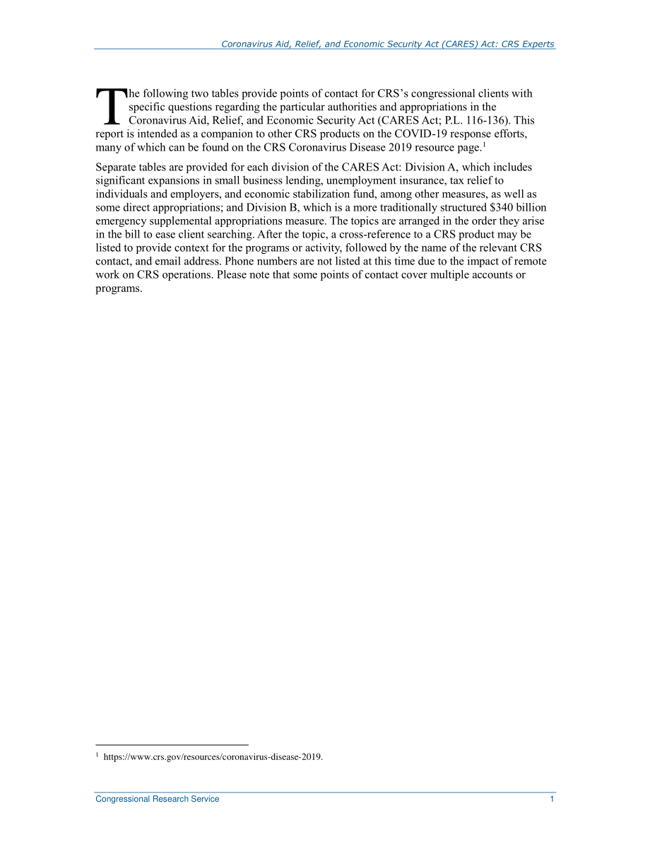 [20200401]R46299_冠状病毒援助、救济和经济安全（CARES）法案：CRS专家.pdf_第2页