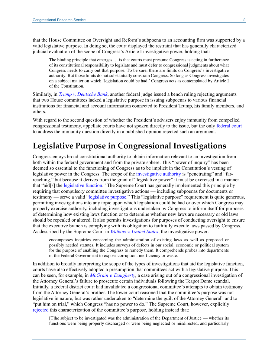 [20190524]LSB10301_国会调查中的立法目的与顾问豁免权 .pdf_第2页