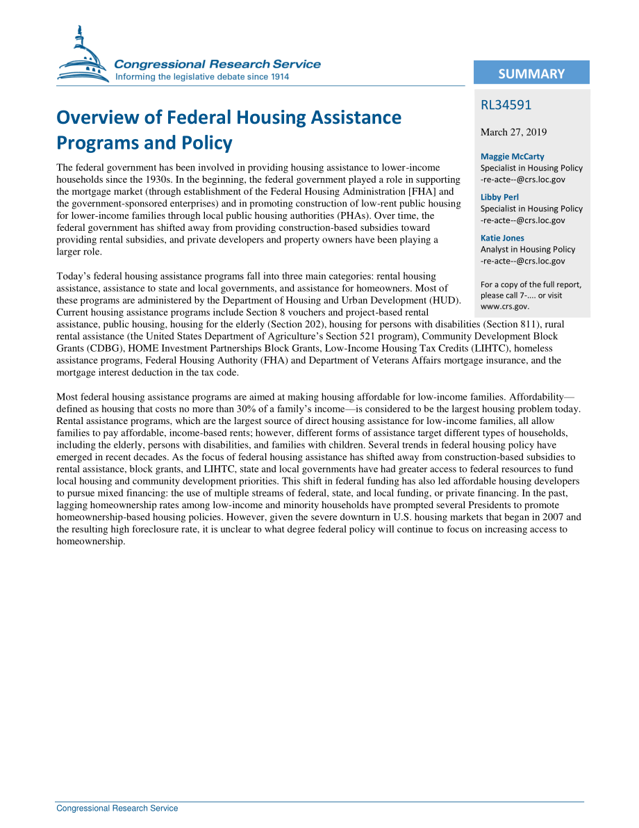 [20190327]RL34591_联邦住房援助计划和政策概述 .pdf_第2页