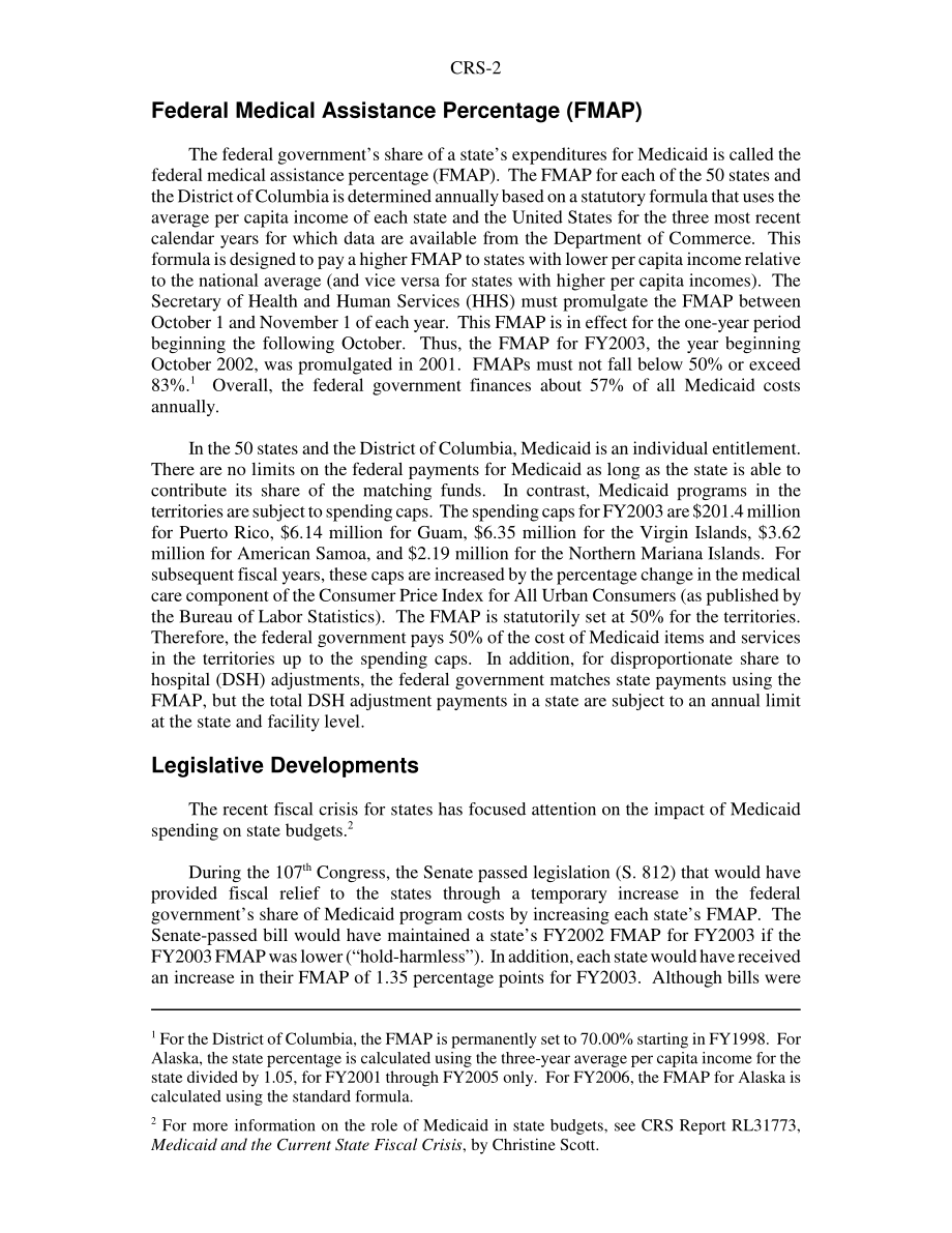 [20050301]RS21262_Medicaid的联邦医疗援助百分比（FMAP）.pdf_第2页