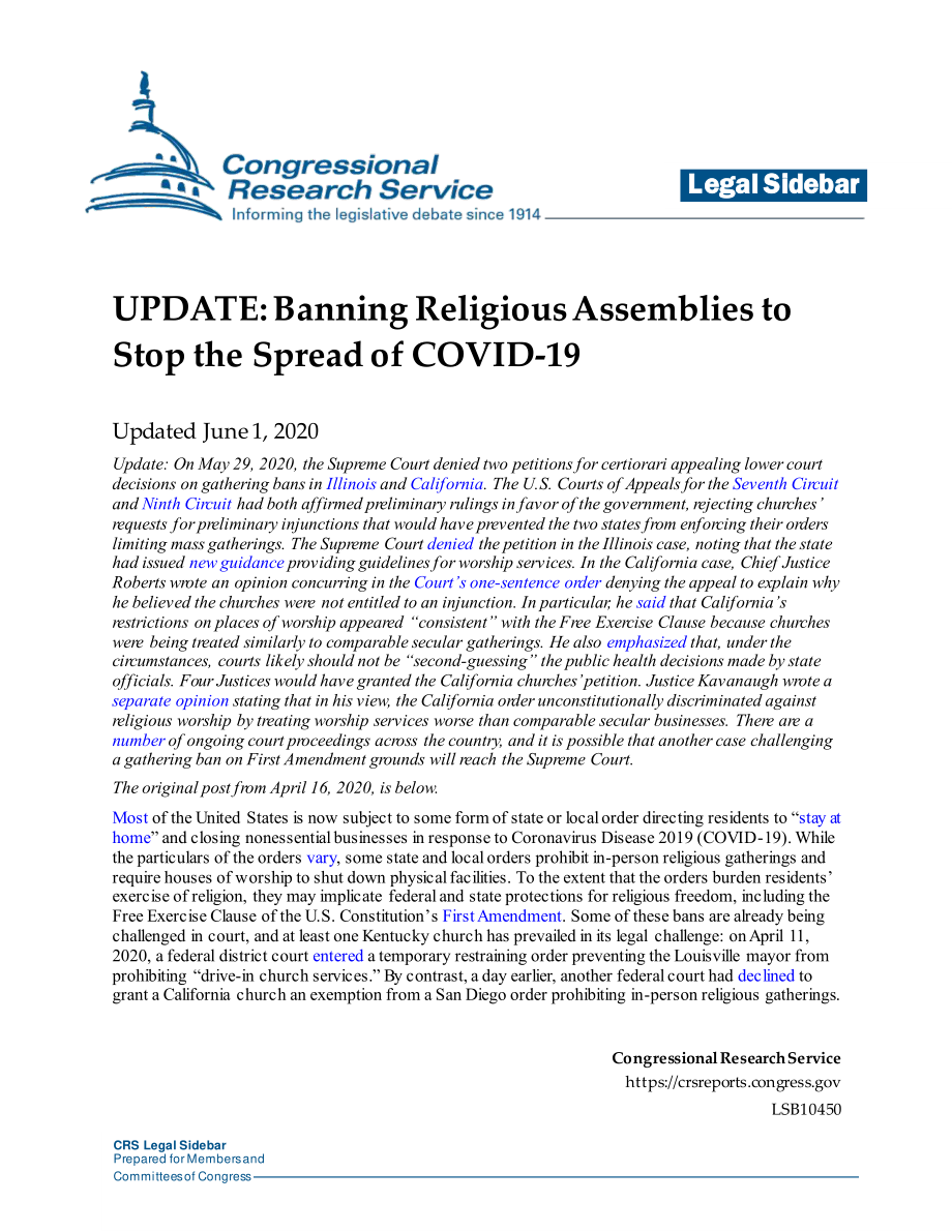 [20200601]LSB10450_更新时间：禁止宗教集会以阻止2019冠状病毒疾病的传播.pdf_第1页