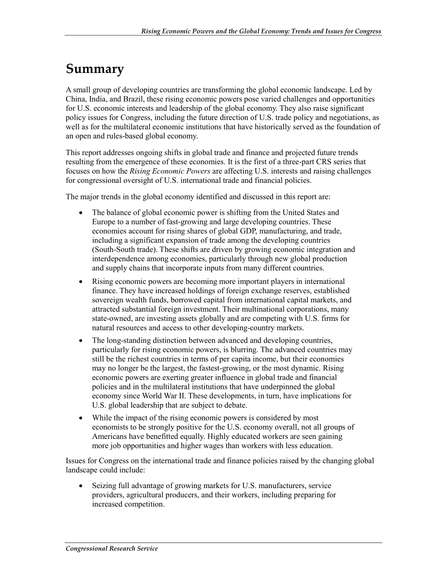 [20110822]R41969_新兴经济大国与全球经济：国会面临的趋势和问题.pdf_第2页