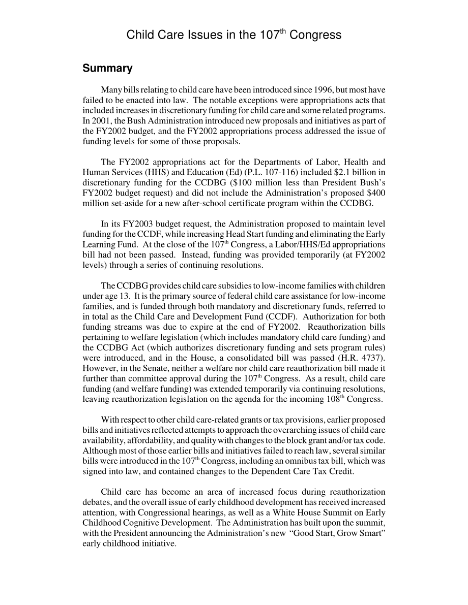[20030310]RL30944_第107届国会的儿童保育问题.pdf_第2页